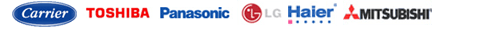 Logo's Emmet, Mitsubishi, Toshiba, LG, Haier, Panasonic